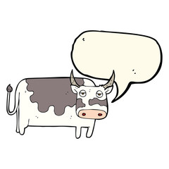 cartoon cow with speech bubble