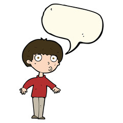 cartoon surprised boy with speech bubble