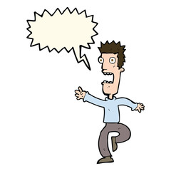 cartoon shrieking man with speech bubble