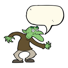 cartoon goblin with speech bubble