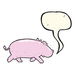 cartoon hippopotamus with speech bubble