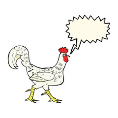cartoon cockerel with speech bubble
