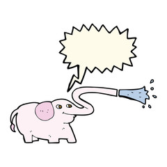 cartoon elephant squirting water with speech bubble