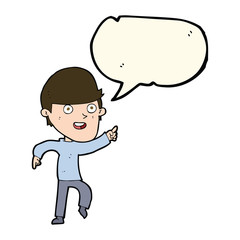 cartoon happy man with speech bubble