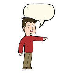 cartoon pointing man with speech bubble
