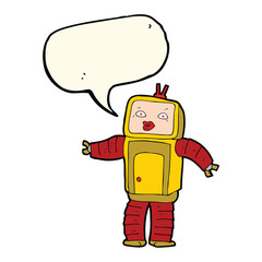 Obraz premium funny cartoon robot with speech bubble