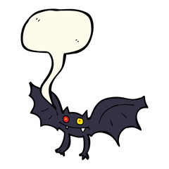 cartoon vampire bat with speech bubble
