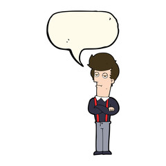 cartoon bored man with speech bubble