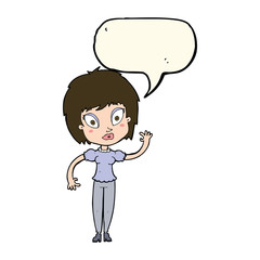 cartoon pretty girl with speech bubble