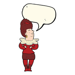 cartoon aristocratic woman with speech bubble