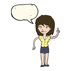 cartoon woman with idea with speech bubble