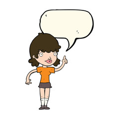 cartoon woman with idea with speech bubble