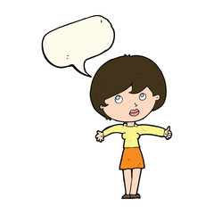 cartoon woman giving thumbs up with speech bubble