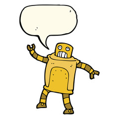 cartoon robot with speech bubble