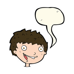 cartoon laughing boy with speech bubble
