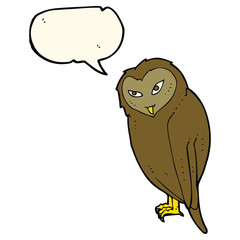 cartoon owl with speech bubble