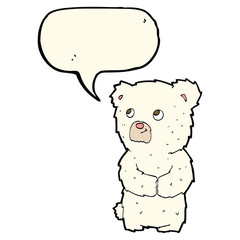 cartoon polar bear cub with speech bubble