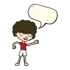 cartoon sporty person with speech bubble