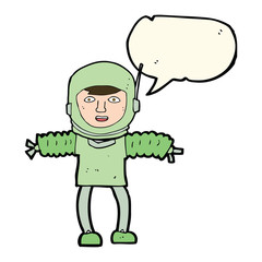 cartoon astronaut with speech bubble
