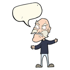 cartoon angry old man with speech bubble