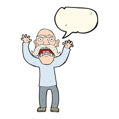 cartoon angry old man with speech bubble