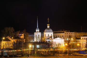 Church of the Resurrection of the Three Confessors night in Tver