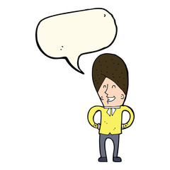cartoon happy man with speech bubble