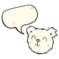 cartoon happy polar bear face with speech bubble