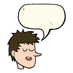 cartoon happy boy face with speech bubble
