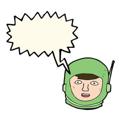 cartoon astronaut head with speech bubble