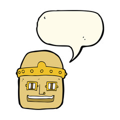 cartoon robot head with speech bubble