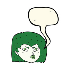 cartoon vampire face with speech bubble