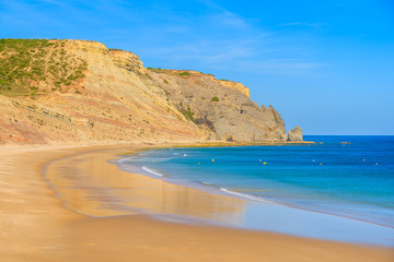 Beautiful bay and beach with azure sea in Luz town, Algarve region, Portugal
