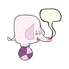 cartoon circus elephant with speech bubble