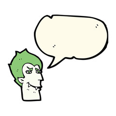 cartoon vampire face with speech bubble