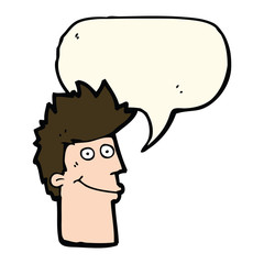 cartoon happy man with speech bubble