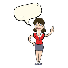 cartoon woman with great idea with speech bubble