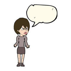 cartoon annoyed woman with speech bubble