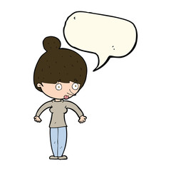 cartoon woman staring with speech bubble