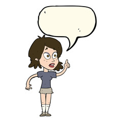 cartoon woman asking question with speech bubble