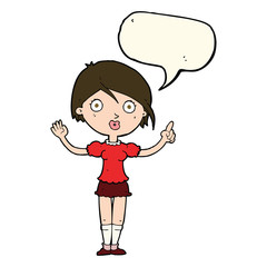 cartoon girl asking question with speech bubble