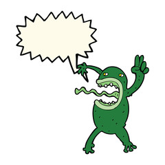 Obraz premium cartoon crazy frog with speech bubble