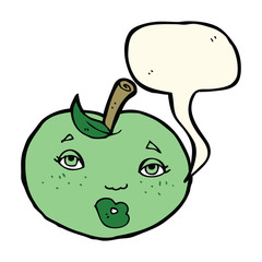 cartoon apple with face with speech bubble