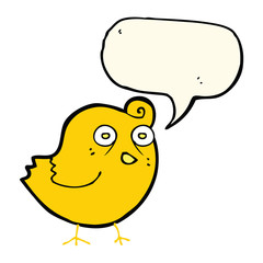 funny cartoon bird with speech bubble