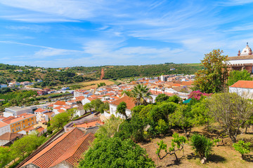Fototapeta na wymiar View of Silves town with colorful houses from castle, Algarve region, Portugal