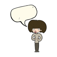 cartoon surprised woman with speech bubble