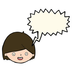 cartoon happy face with speech bubble