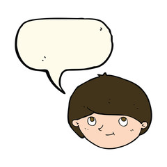 cartoon happy man with speech bubble