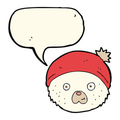cartoon teddy bear face with speech bubble