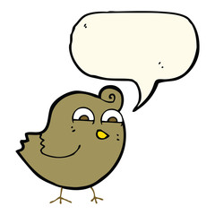 cartoon funny bird with speech bubble